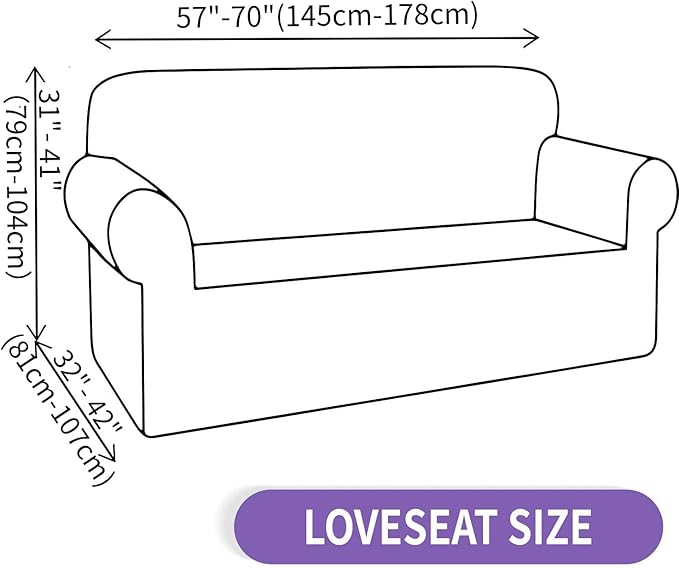 ZNSAYOTX Super Stretch Loveseat Covers (57"-70"), New Striped Love Seat Slipcover, Dogs Pet Friendly Anti-Slip Couch Protector Spandex Durable 2 Seater Fabric Sofa Cover (Light Coffee, Loveseat)