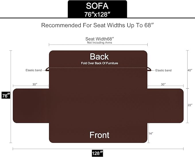 U-NICE HOME Reversible Sofa Cover Couch Cover for Dogs with Elastic Straps Water Resistant Furniture Protector for Pets Couch Cover for 3 Cushion Couch (Sofa, Dark Blue/Light Grey)