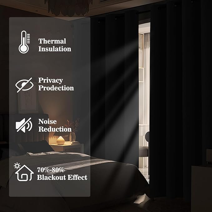 Yakamok Blackout Ombre Purple and Black Curtains for Bedroom, Gradient Room Darkening Curtains, Grommet Thermal Insulated Light Blocking Window Drapes/Curtain for Living Room,52 x 84 Inch,2 Panels