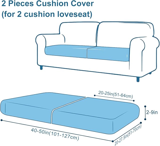Smiry Printed Couch Cushion Covers, Stretch Soft Couch Covers for Sofa, Washable Non-Slip Sofa Slipcover Furniture Protector for Indoor and Outdoor (2 Pack, Brown and White)