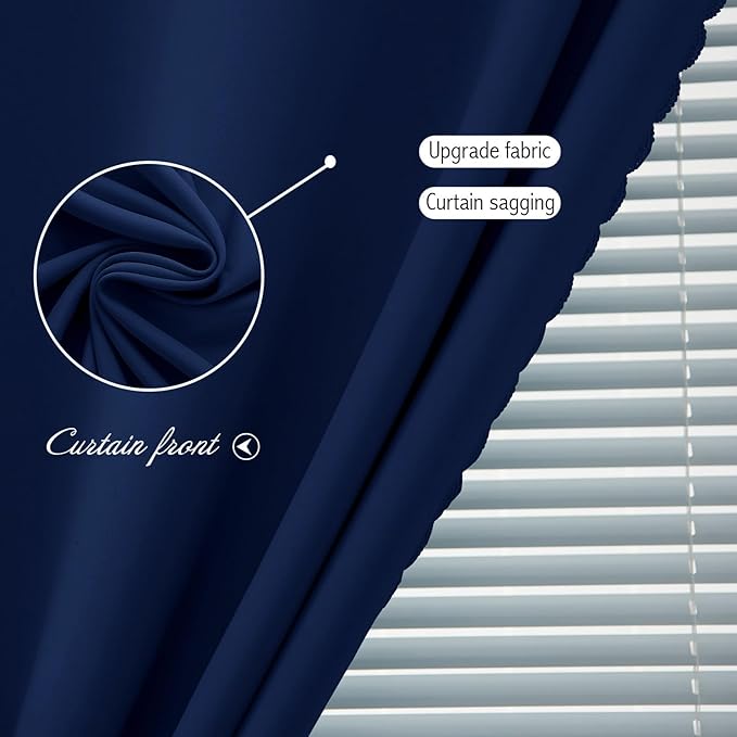 Self Adhesive Portable Blackout Curtains for Bedroom Easy to Install Window Thermal Lnsulated Kitchen Room Darkening Small Window Curtains, 35" W X 79" L, Navy Blue, 1 Panel