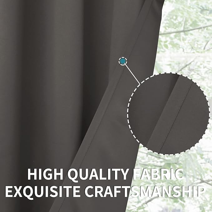 BGment Blackout Curtains for Bedroom - Grommet Thermal Insulated Room Darkening Curtains for Living Room, Set of 2 Panels, Each 46 x 63 Inch, Grey