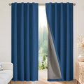 Joydeco Blackout Curtains for Bedroom - 63 Inch Long 100% Light Blocking 2 Panels Navy Blue Drapes, Thermal Insulated Room Darkening Curtains, Linen Textured for Living Room, Rod Pocket & Back Tabs