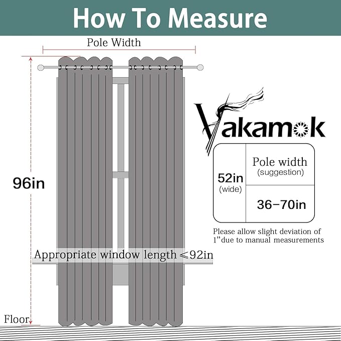 Yakamok Navy Blue 100% Blackout Curtains 96 Inches Long Thermal Insulated Window Curtain for Bedroom Living Room Darkening Set of 2 Panels Grommet Top Drapes with 2 Thick Layers 52x96 Inches Dark Blue