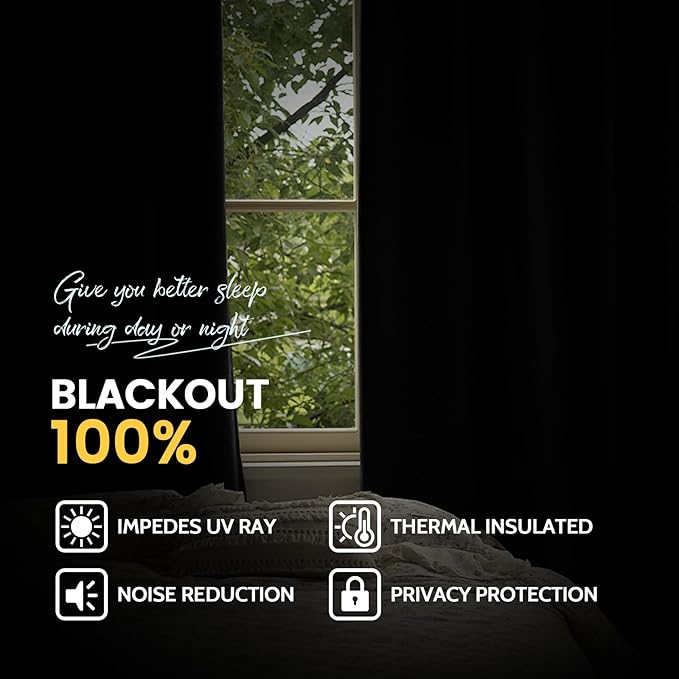 Yakamok 100% Blackout Curtain Panels 63 inches Cold and Light Blocking Drapes for Nursery, 2 Thick Layers Thermal Insulated Draperies (2 Pieces, 50 Wide Each Panel, Dove Grey/White Backing)