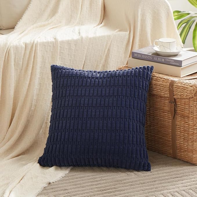 Fancy Homi 4 Packs Dark Grey Decorative Throw Pillow Covers 14x14 Inch for Couch Bed, Rustic Modern Farmhouse Boho Home Decor, Soft Plush Corduroy Gray Cute Square Accent Cushion Case 35x35 cm