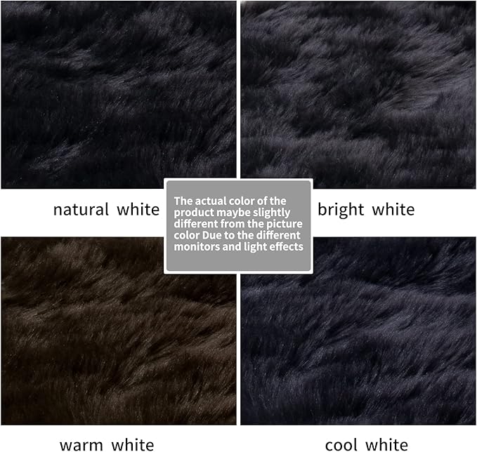 Faux Fur Rug Sofa Chairs Cover, Black Small Rug for Bedroom, 2X3 Shaggy Furry Rugs for Kids Room, Shag Fluffy Rugs for Nursery Room, Soft Fuzzy Plush Carpet, Cute Floor Dorm Decor