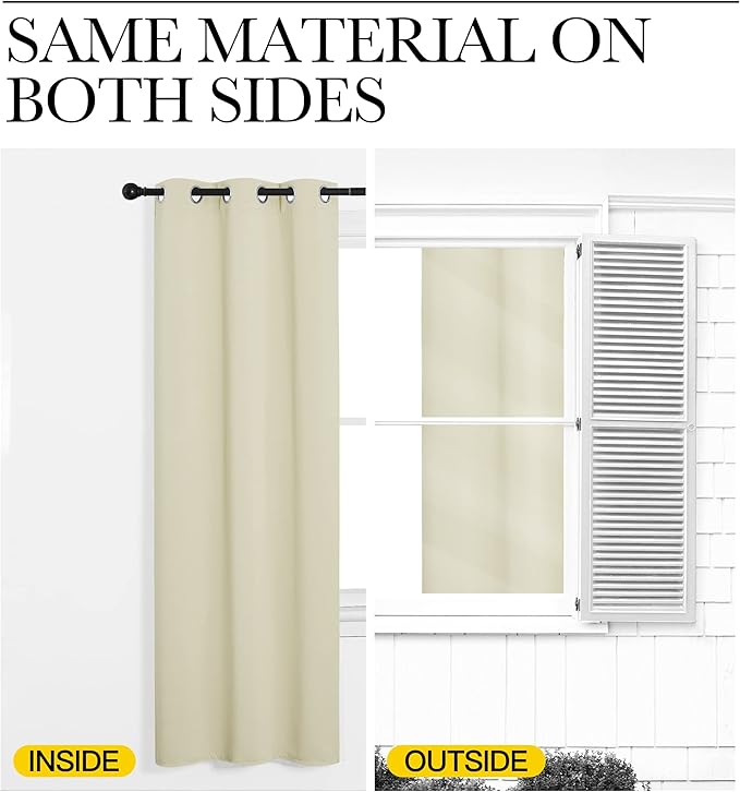 NICETOWN Beige Room Darkening Curtains 108" Long for Boho Farmhouse Home Decoration, 55" Wide, Set of 2, Window Treatment Total Privacy Drape Panels for Bedroom Living Room Guest Room