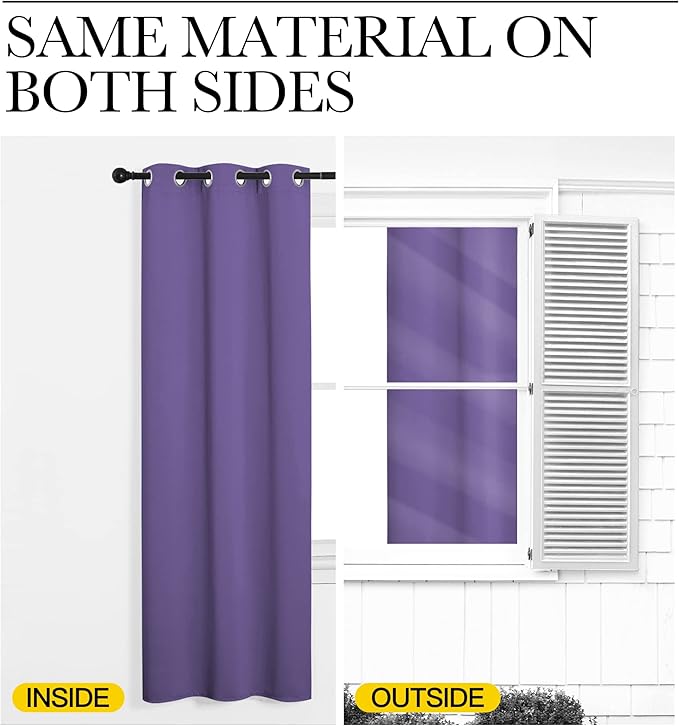NICETOWN Blackout Curtain Panels for Bedroom, 2 Panels, Lilac Purple, W42 x L40-inch, Thermal Insulated Grommet Top Blackout Draperies and Drapes for Basement