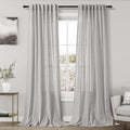Nanspring Grey Linen Curtains 120 Inch Extra Long for Living Room Back Tab Light Filtering Semi Sheer Drapes Modern Farmhouse Coastal Decor Cotton Textured Curtain for Floor to Ceiling Window 10 FT