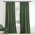 RYB HOME Elegant Green Velvet Curtains 84 inches Long, Light Blocking, Thermal Insulated, Stylish Velvet Drapes with Hook Belt for Cozy Home Aesthetics, 52" W x L90 L, 2 Panels Set