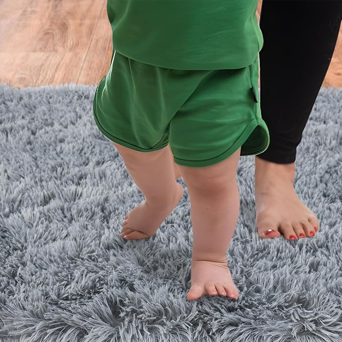 Soft Runner Rugs for Bedroom Hallways, 2x4 Grey Fluffy Shag Throw Area Rug Non Slip for Bedside Dorm, Long Shaggy Furry Carpet for Nursery Living Room