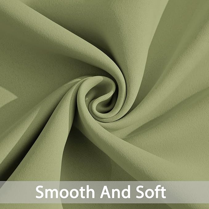 Yakamok Light Blocking Blackout Curtains Thermal Insulated Room Darkening Drapes for Bedroom,Solid Grommet Top Window Drapes, 38x90 Inch, Sage Green, One Pair