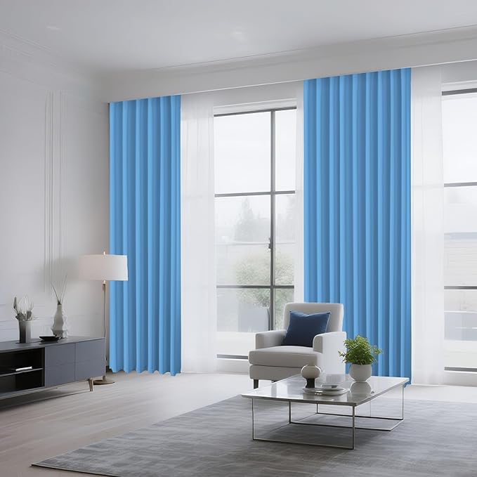 CUCRAF Light Blue Blackout Curtains Customize, Rod Pocket Room Darkening Curtain for Bedroom Living Room, Thermal Insulated Window Drapes 1 Panel (Custom Size, Color)