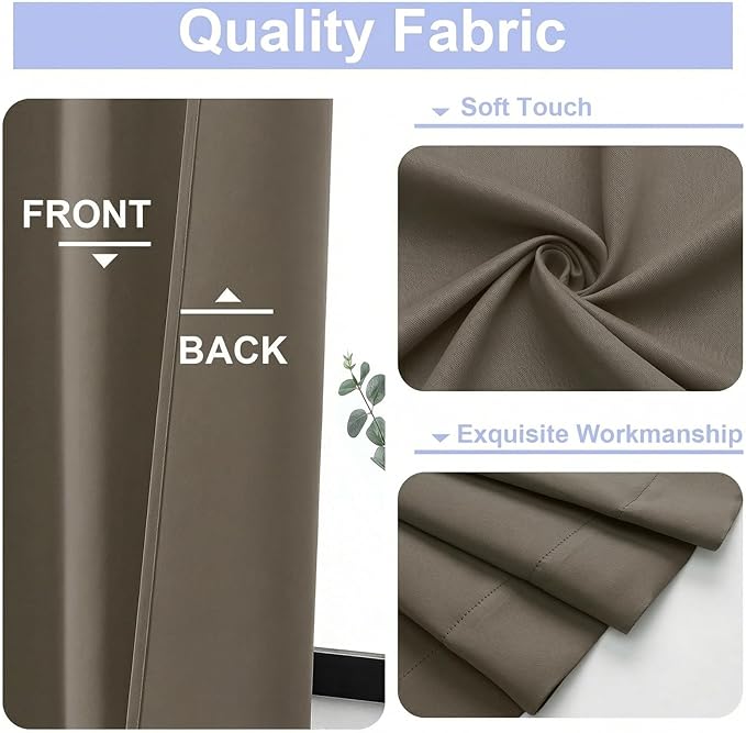 Simplebrand Ava Latte Blackout Curtains for Bedroom 72 Inch Length 2 Panels Set, Privacy Thermal Insulated Rod Pocket Door Window Curtains for Patio French Door Front Door, W40 x L72 Inch, Latte