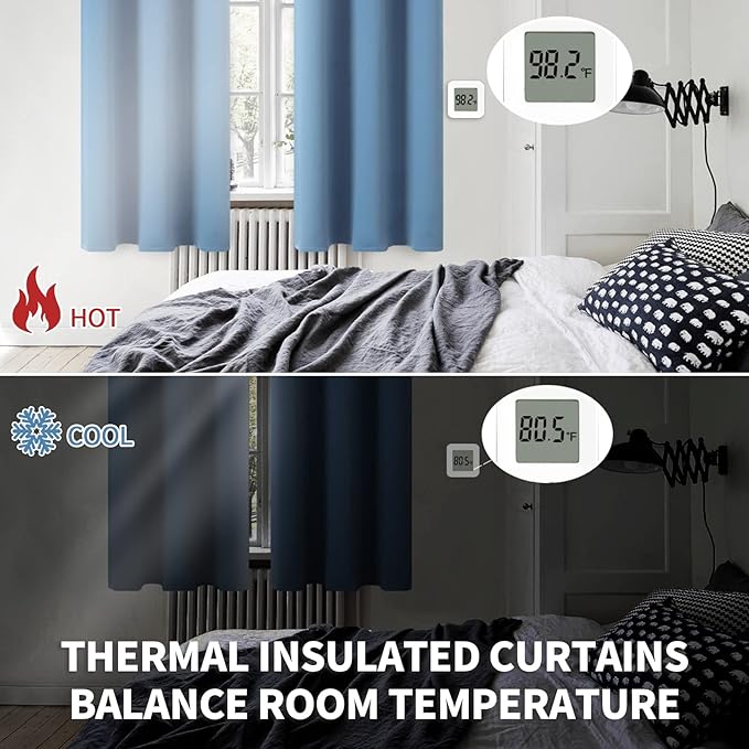 BGment Blackout Curtains for Bedroom - Grommet Thermal Insulated Room Darkening Curtains for Living Room, Set of 2 Panels (52 x 45 Inch, Faded Denim)