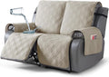 TAOCOCO 100% Waterproof Oversized Recliner Loveseat Cover, Non Slip Extra Wide Recliner Covers with Straps for Reclining Loveseat for Kids Pets, Spilt Cover(2 Seater Oversized, Cream)