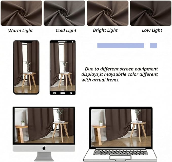Simplebrand Ava Chocolate Blackout Curtains for Bedroom 90 Inches Long 2 Panels Set, Solid Privacy Energy Saving Living Room Window Treatment Curtains Blackout Drapes, W50 x L90 Inch, Chocolate