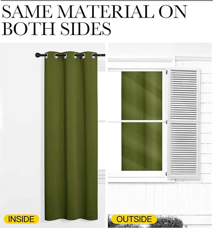 NICETOWN Olive Green Blackout Curtains 78 inches Length for Living Room, 2 Panels, 55" Wide, Thermal Insulated Decoration Drapes for Bedroom Window