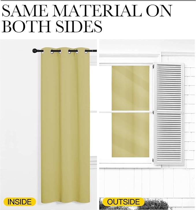 NICETOWN Paler Yellow Room Darkening Curtains for Kitchen, Set of 2, 42 inches Wide by 78 inches Long, Window Treatment Thermal Insulated Solid Grommet Room Darkening Curtains/Drapes for Bedroom