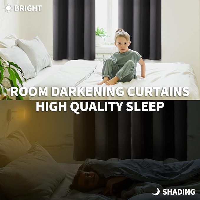 BGment Blackout Curtains - Grommet Thermal Insulated Room Darkening Bedroom and Living Room Curtains, Set of 2 Panels (52 x 120 Inch, Dark Grey)
