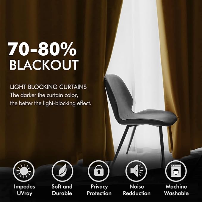 MIULEE Velvet Curtains Golden Elegant Grommet Thermal Insulated Soundproof Room Darkening Curtains/Drapes for Classical Living Room Bedroom Decor 52 x 108 Inch Set of 2