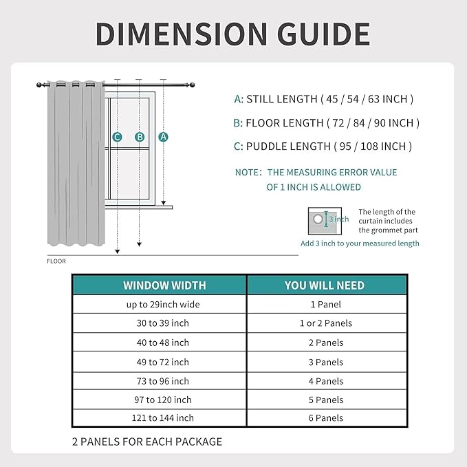Joydeco Blackout Curtains 72 inches Long 2 Panels Set, Thermal Insulated Long Curtains & Drapes 2 Burg, Room Darkening Grommet Drapes for Bedroom Living Room Windows (W42 x L72 Inch, Peacock Blue)