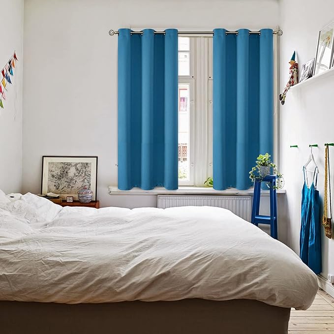 BGment Blackout Curtains - Grommet Thermal Insulated Room Darkening Bedroom and Living Room Curtains, Set of 2 Panels (38 x 45 Inch, Steel Blue)
