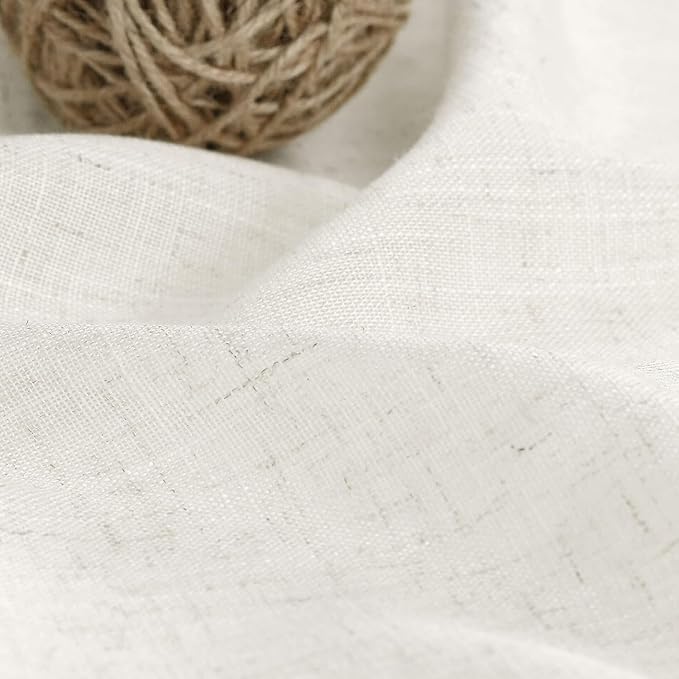 Nanspring 45 Inch Short Window Linen Curtains,for Kitchen Windows Over Sink Semi Sheer Curtain Back Tab and Rod Pocket Neutral Drapes for Cafe/Bathroom/Loft Room Cream 29 x 45,2 Panels