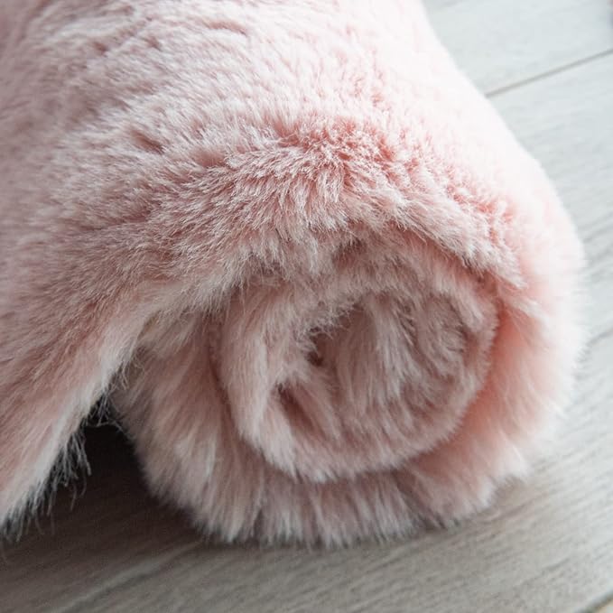 ORINOVA Pink Boho Round Rugs 8ft Large Fluffy Machine Washable Fuzzy Fur Area Rugs for Living Room Plush Circle Sheepskin Rugs for Bedroom Nursery Rug