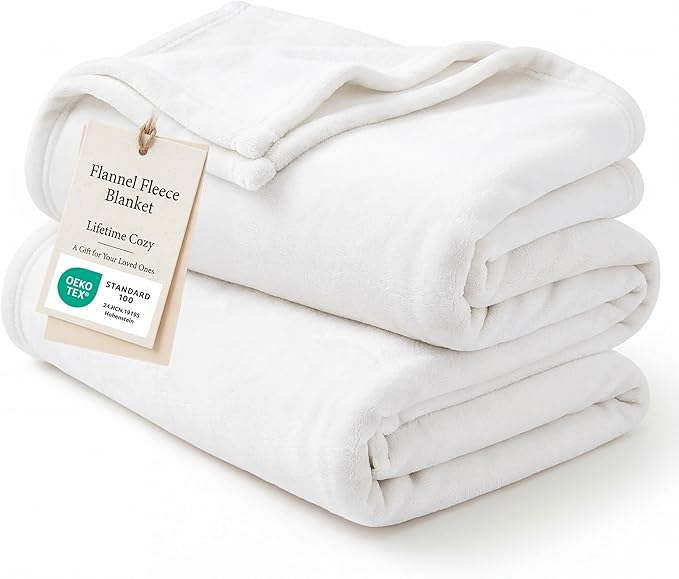 Bedsure GentleSoft Fleece Blanket California King White - Lightweight Plush Fuzzy Cozy Soft Bed Blankets, 102x96 inches