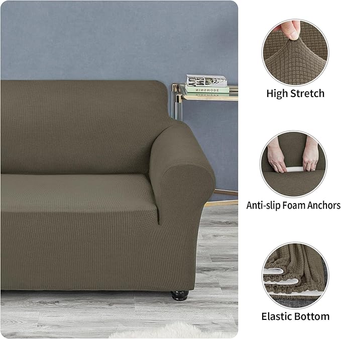 Joccun Stretch Chair Couch Cover,1-Piece Sofa Slipcover Spandex Sofa Covers with Elastic Bottom,Washable Furniture Protector for Dogs, Cats, Kids (Armchair,Fossil)