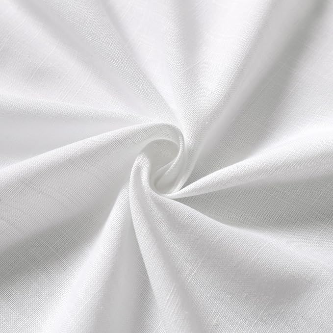 White Cafe Curtains 45 Inch Length Set 2 Panel Back Tab Pocket Semi Sheer Short Linen Narrow Mini Curtain Tiers for Small Bathroom Window Basement Kitchen Doors 38x45
