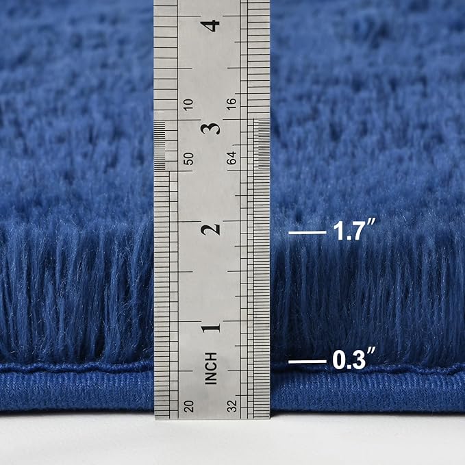 Deerhoo Large Shag Area Rugs 6 x 9, Plush Fuzzy Rugs for Living Room, Ultra Soft Fluffy Furry Rug for Bedroom, Indoor Carpet Nursery Rugs for Kids Room Home Decor, Navy Blue