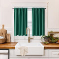 RYB HOME 100% Blackout Short Curtains for Small Window, Thermal Insulated Total Room Darkening Noise Reducing Curtains for Kitchen Bathroom Basement, 52 inches Wide by 36 inches Long, Dark Green