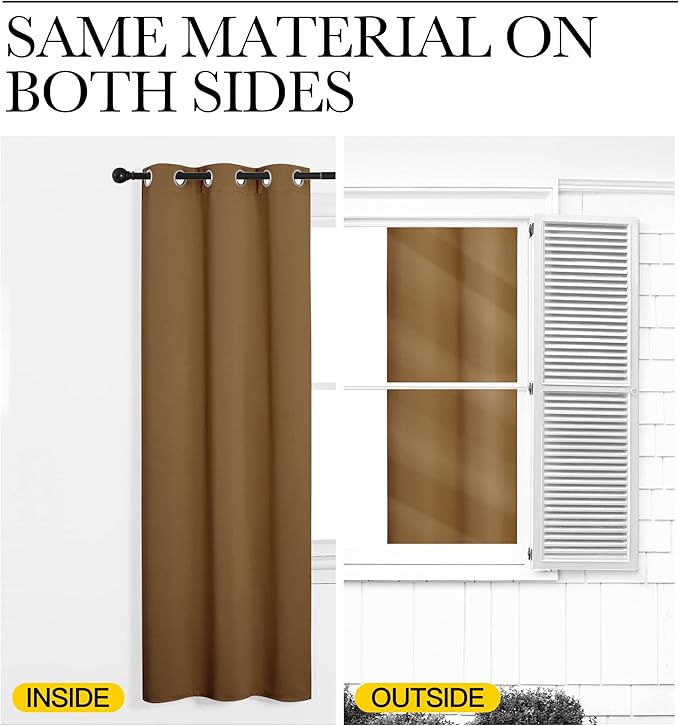 NICETOWN Sleek Blackout Curtains 40 inches Length for Small Windows, 2 Panels, Gold Brown, 29 inches Width, Noise Reducing and Block Draft Panels for Door Doorway Laundry Office Luxury Decor Theme