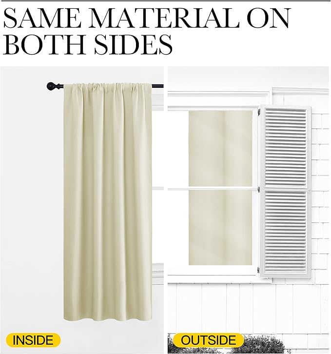 NICETOWN Room Darkening Curtains for Bedroom - Home Decoration Privacy Protection Thermal Insulated Solid Drapes/Draperies for Sliding Glass Door (Beige, Set of 2, 52 x 84 inches)