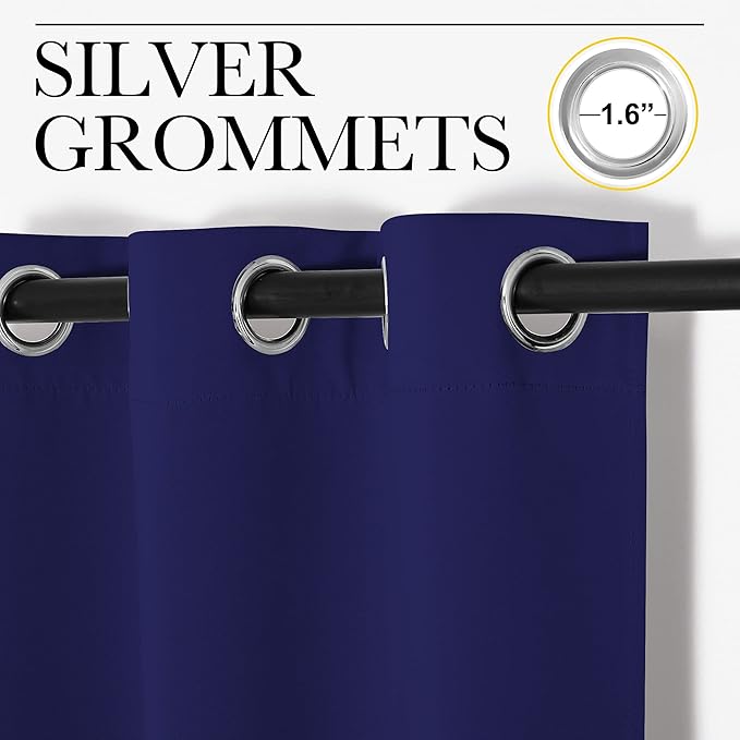 NICETOWN Blackout Curtains & Drapes for Bedroom, Royal Blue, W34 x L48, Set of 2, Triple Weave Grommet Top Thermal Insulated Light Blocking Panels for Bathroom/Living Room