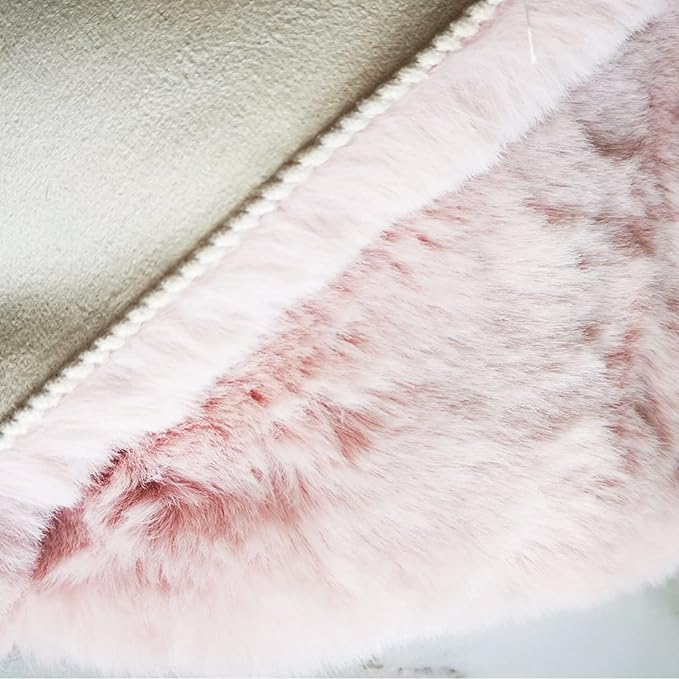 Ghouse Faux Rabbit Fur Round Rug 6ft Pink Round Rugs for Bedroom Decor Fluffy Area Rugs for Living Room, no-Shedding Carpet Sheepskin Washable Rug Rome Decor
