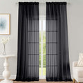 OWENIE Black Sheer Curtains 120 Inches Long 2 Panels Set, Airy Lightweight Sheer Black Curtain for Living Room Bedroom, Farmhouse Voile Filmy Rod Pocket Curtains Drapes, 2 Pcs, Each 59" Wx120 L Inch