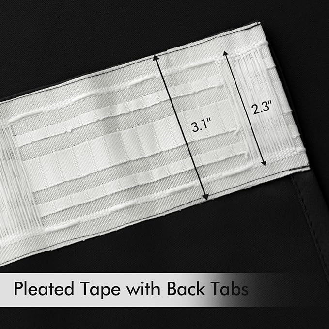 MIULEE Back Tab Blackout Curtains 108 Inch Long 2 Panels Set for Living Room Bedroom, Halloween Black Rod Pocket/Pinch Pleated Extra Long Thermal Insulated Room Darkening Light Blocking Curtain/Drapes
