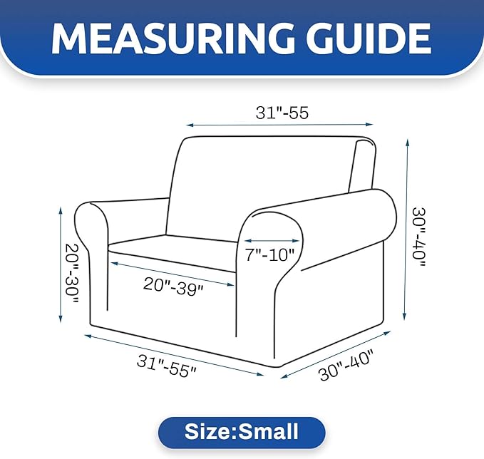 KEKUOU Stretch Single Sofa Slipcover 1 Piece Couch Sofa Cover (31"-55") Furniture Protector 1 Seater Sofa with Elastic Bottom for Kids,Pet.Jacquard Small Checked Pattern Fabric(Small,Tan)