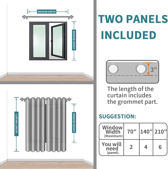 BGment Room Darkening Curtains 63 Inches Long - Grommet Thermal Insulated Drapes Window Treatment Curtains for Bedroom, 2 Panels, 52 x 63 Inch, Lavander