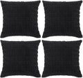 Fancy Homi 4 Packs Boho Black Decorative Throw Pillow Covers 26x26 Inch for Living Room Couch Bed Sofa, Rustic Modern Farmhouse Home Decor, Soft Plush Corduroy Cute Square Cushion Case 66x66 cm