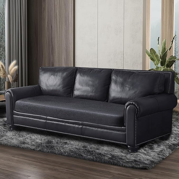Leather Look Couch Cushion Covers Sofa Seat Slipcovers Sets Couches Furniture Protector for Sectional Armchair Loveseat Pets Kids Stretch Spandex Fabric (1 Cushion Sofa, Dark Grey)