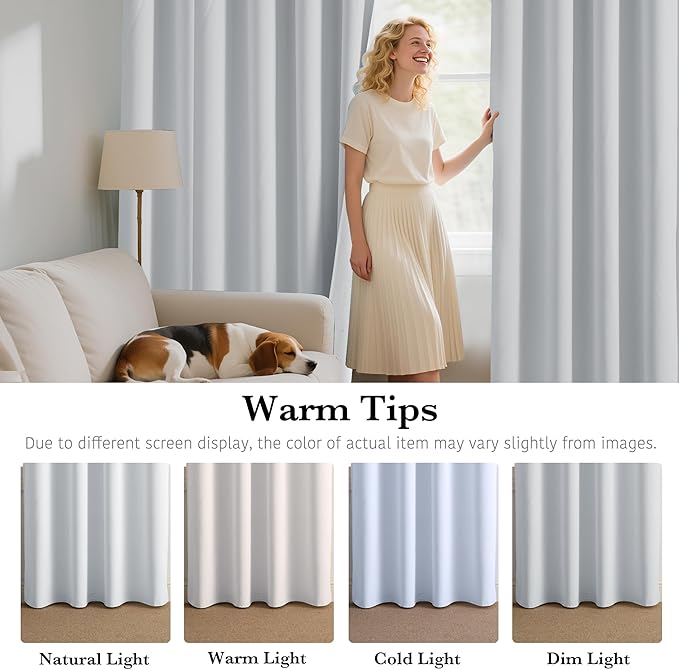 RYB HOME White 100% Blackout Curtains, Thermal Insulated Heat & UV Blocking Total Room Darkening Privacy Drapes for Bedroom Dining Living Room, Width 42 by Length 72, White, 2 Panels