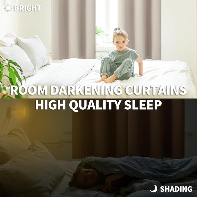 BGment Room Darkening Curtains 72 Inches Long - Grommet Thermal Insulated Drapes Window Treatment Curtains for Bedroom, 2 Panels, 42 x 72 Inch, Camel