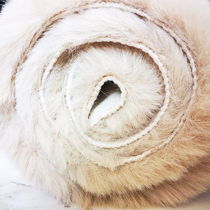 Ghouse Ultra Soft Faux Rabbit Fur Rug, Machine Washable Area Rugs for Bedroom Fluffy Rugs for Living Room, No-Shedding Carpet Sheepskin Runner Rugs Light Brown Beige 2 x 8 Feet