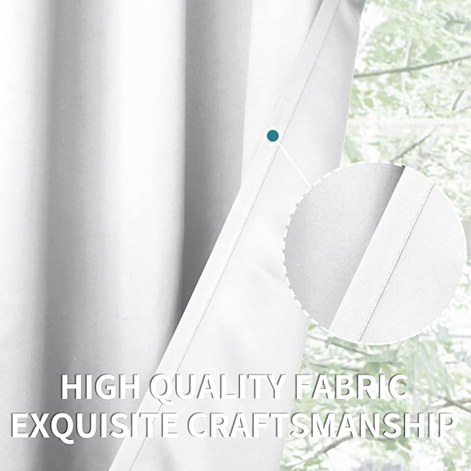 BGment Blackout Curtains - Grommet Thermal Insulated Room Darkening Bedroom and Living Room Curtains, Set of 2 Panels (52 x 120 Inch, Pure White)