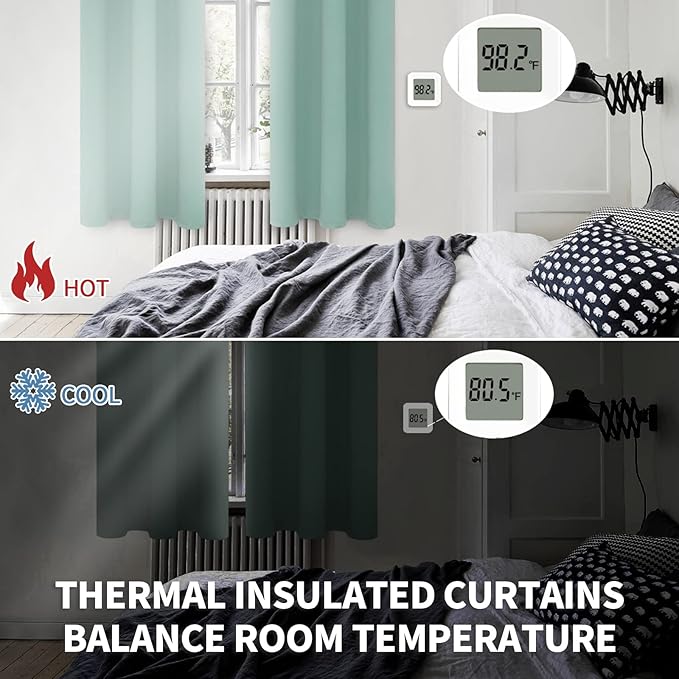 BGment Blackout Curtains - Grommet Thermal Insulated Room Darkening Bedroom and Living Room Curtains, Set of 2 Panels (38 x 54 Inch, Frosty Green)